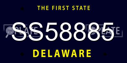 SS58885 Delaware License Plate
