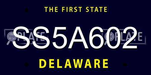 SS5A602 Delaware License Plate