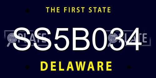 SS5B034 Delaware License Plate