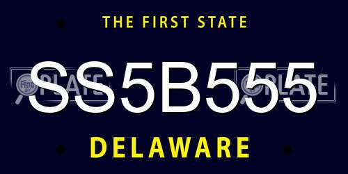 SS5B555 Delaware License Plate