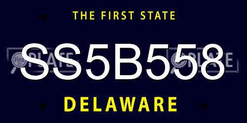 SS5B558 Delaware License Plate