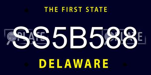 SS5B588 Delaware License Plate
