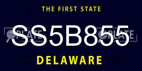 SS5B855 Delaware License Plate