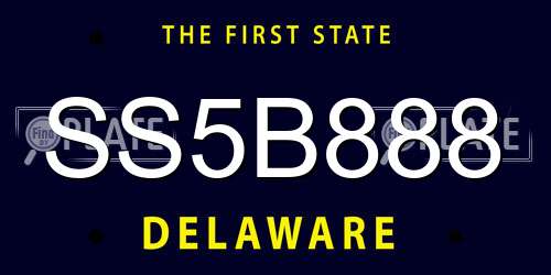 SS5B888 Delaware License Plate
