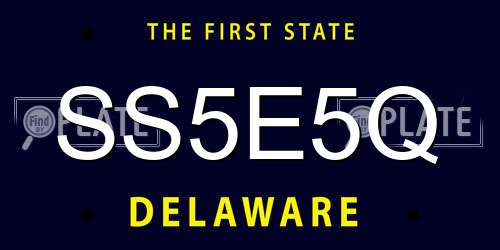 SS5E5Q Delaware License Plate