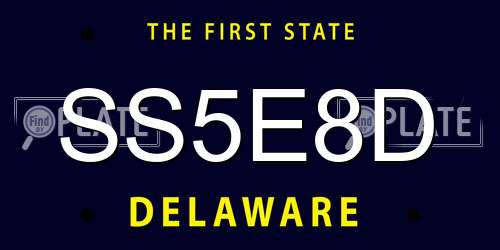 SS5E8D Delaware License Plate