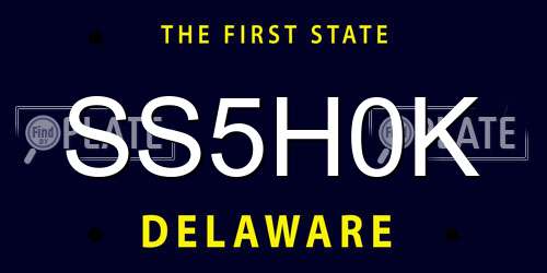 SS5H0K Delaware License Plate