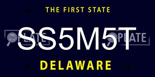 SS5M5T Delaware License Plate