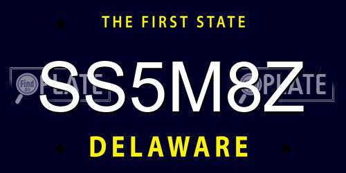 SS5M8Z Delaware License Plate