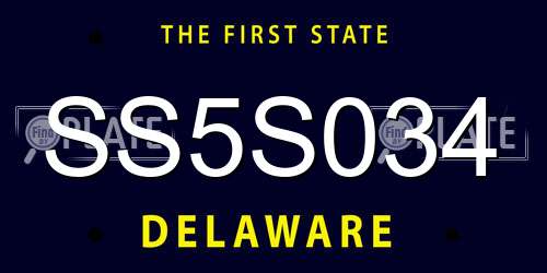 SS5S034 Delaware License Plate