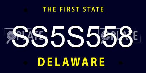 SS5S558 Delaware License Plate