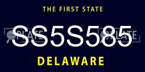 SS5S585 Delaware License Plate