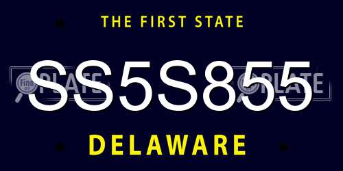 SS5S855 Delaware License Plate