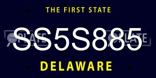 SS5S885 Delaware License Plate