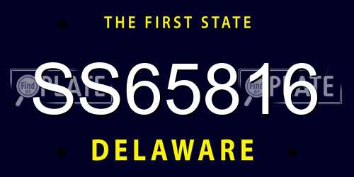 SS65816 Delaware License Plate