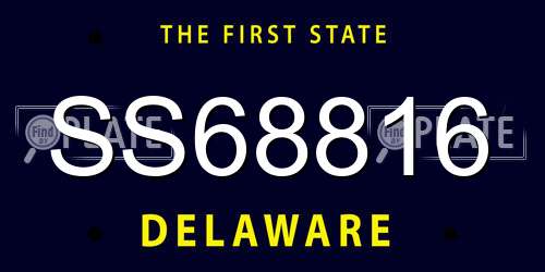 SS68816 Delaware License Plate