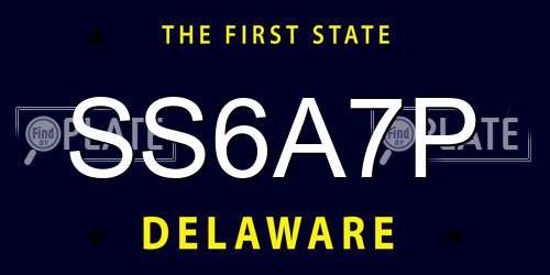 SS6A7P Delaware License Plate