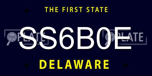 SS6B0E Delaware License Plate