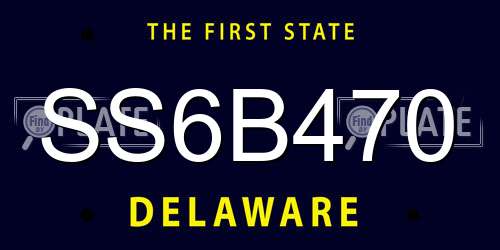 SS6B470 Delaware License Plate