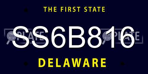 SS6B816 Delaware License Plate