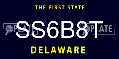 SS6B8T Delaware License Plate