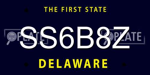SS6B8Z Delaware License Plate