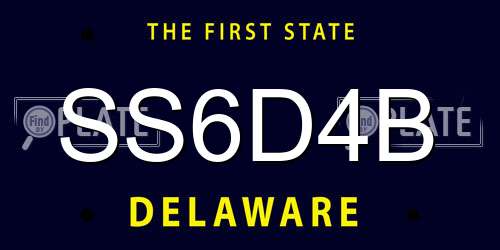 SS6D4B Delaware License Plate