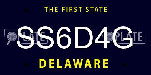 SS6D4G Delaware License Plate