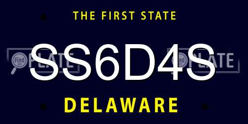 SS6D4S Delaware License Plate