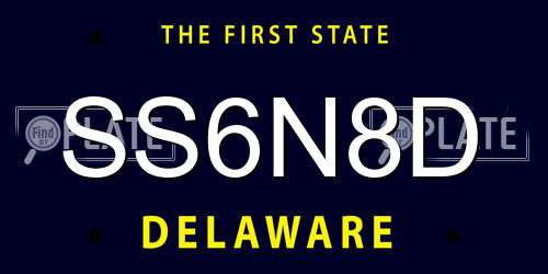 SS6N8D Delaware License Plate