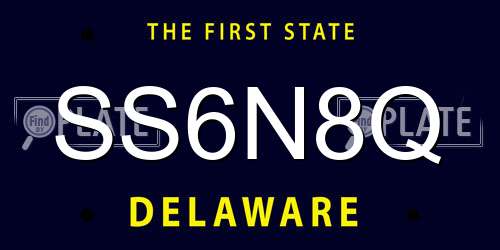 SS6N8Q Delaware License Plate