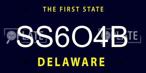SS6O4B Delaware License Plate