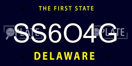 SS6O4G Delaware License Plate