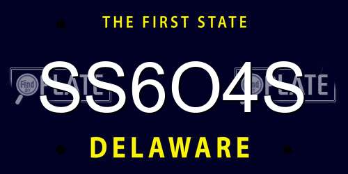 SS6O4S Delaware License Plate