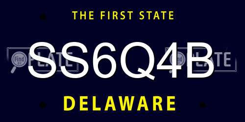 SS6Q4B Delaware License Plate