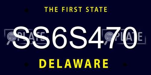SS6S470 Delaware License Plate