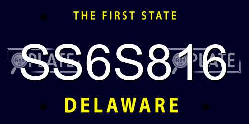 SS6S816 Delaware License Plate
