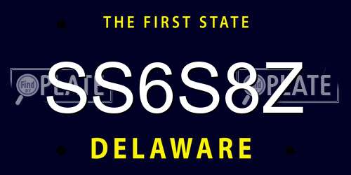 SS6S8Z Delaware License Plate
