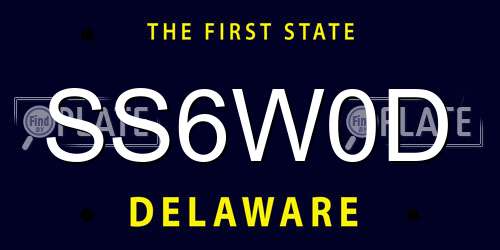 SS6W0D Delaware License Plate