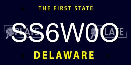 SS6W0O Delaware License Plate