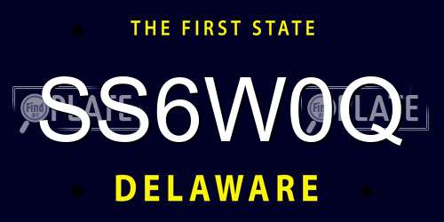 SS6W0Q Delaware License Plate