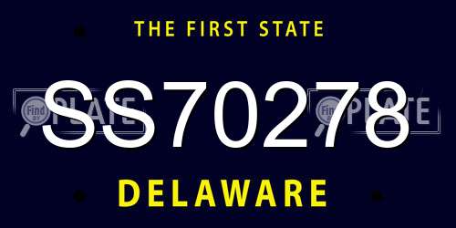 SS70278 Delaware License Plate