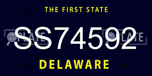 SS74592 Delaware License Plate
