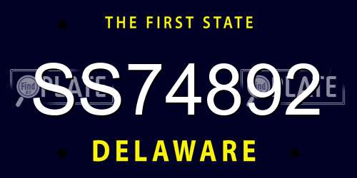SS74892 Delaware License Plate