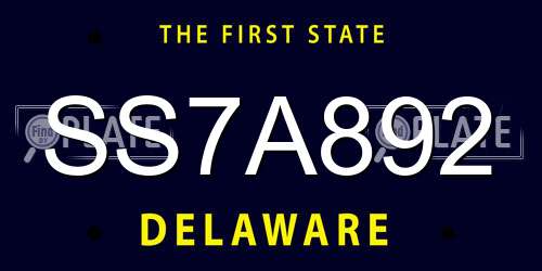 SS7A892 Delaware License Plate