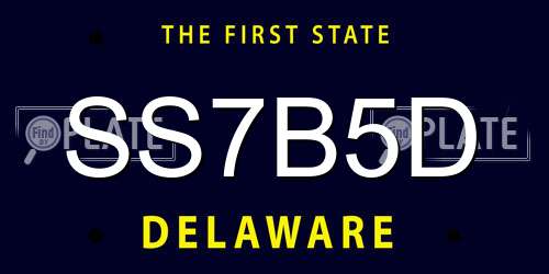 SS7B5D Delaware License Plate