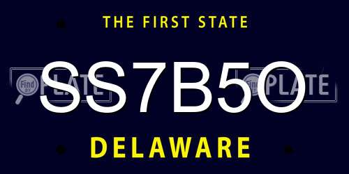 SS7B5O Delaware License Plate