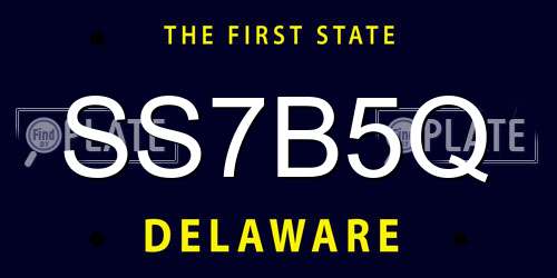 SS7B5Q Delaware License Plate