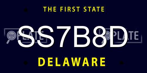 SS7B8D Delaware License Plate