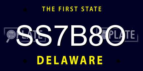 SS7B8O Delaware License Plate